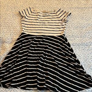 LOFT Black and White Striped Dress